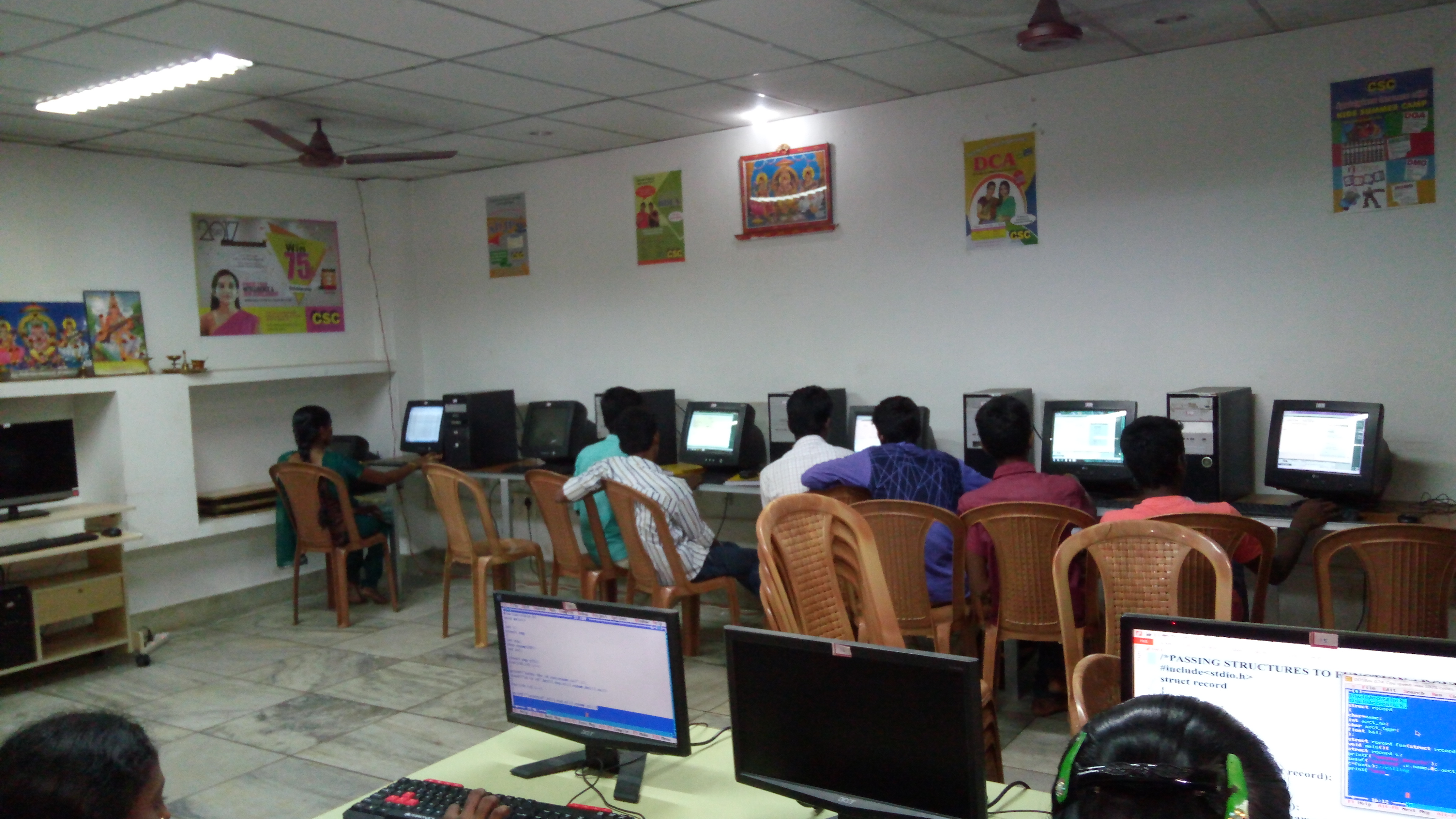 Hands-on practical computer training at CSC Walajapet center